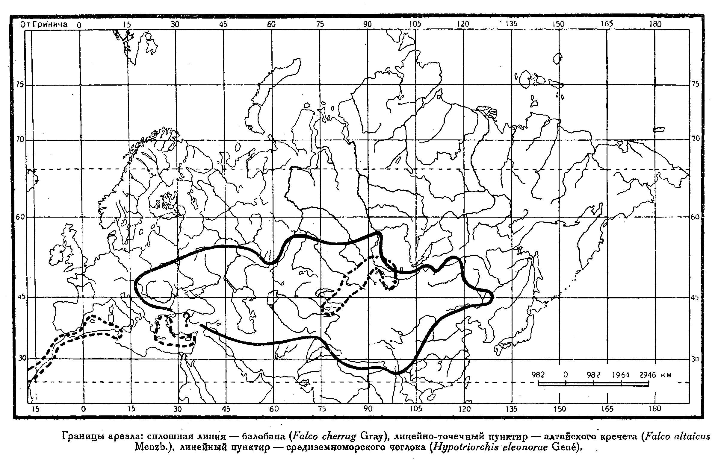 Ареал обитания северного, алтайского кречетов и балобана.
