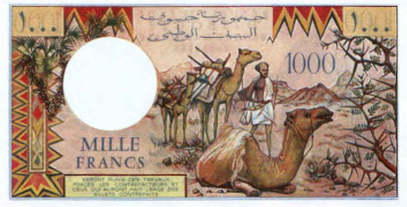 1000 франков 1991 г. Джибути.